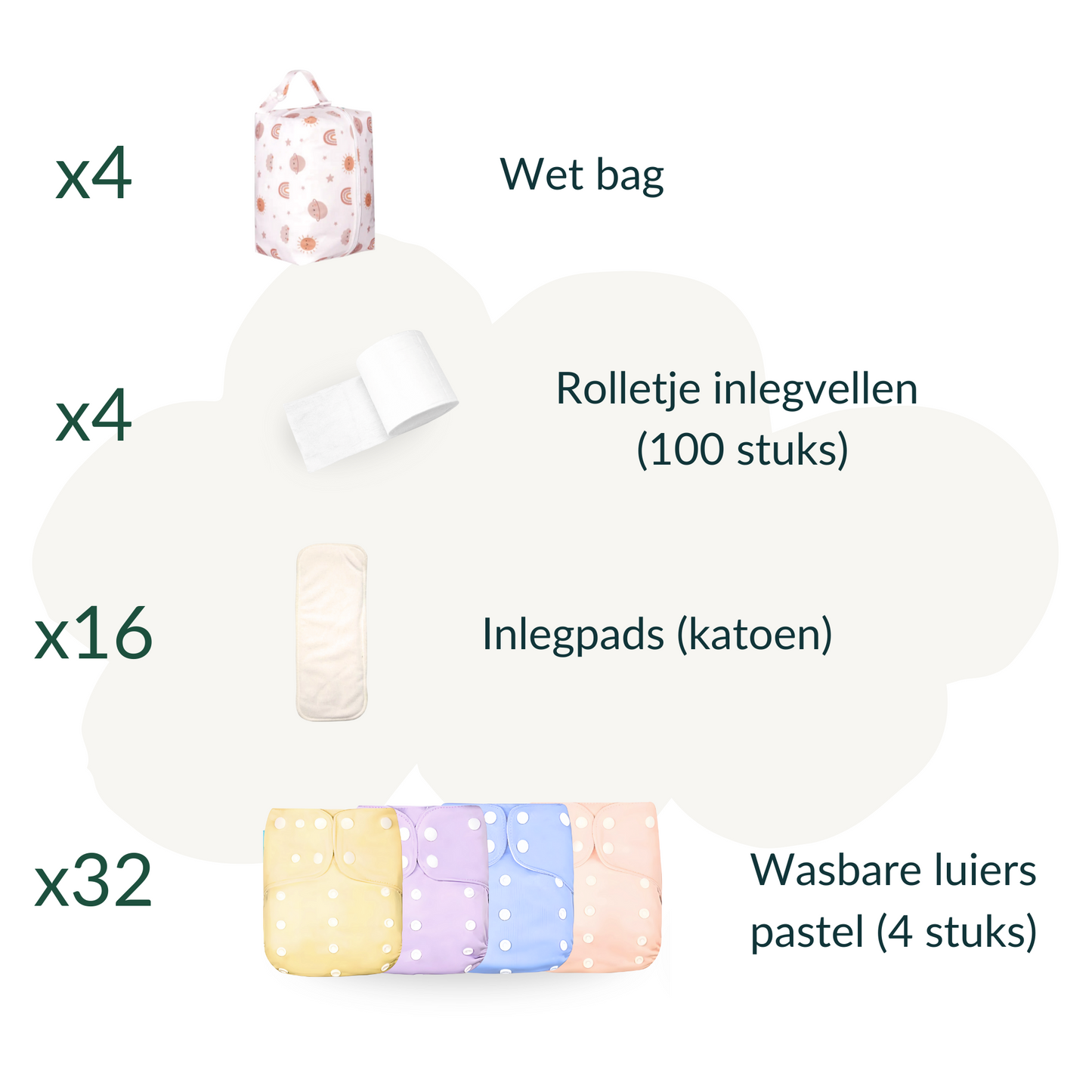 Ultieme bundel - 32 pack - wasbare luiers
