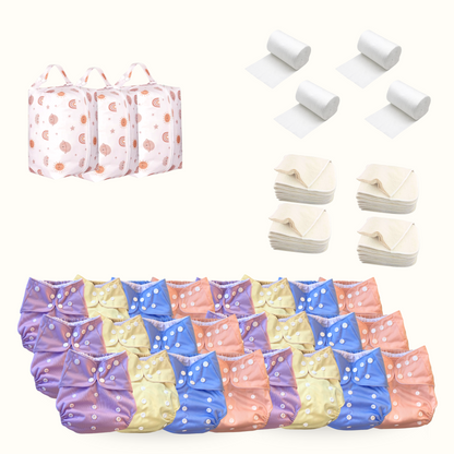 Full-time bundel - 24-pack - wasbare luiers